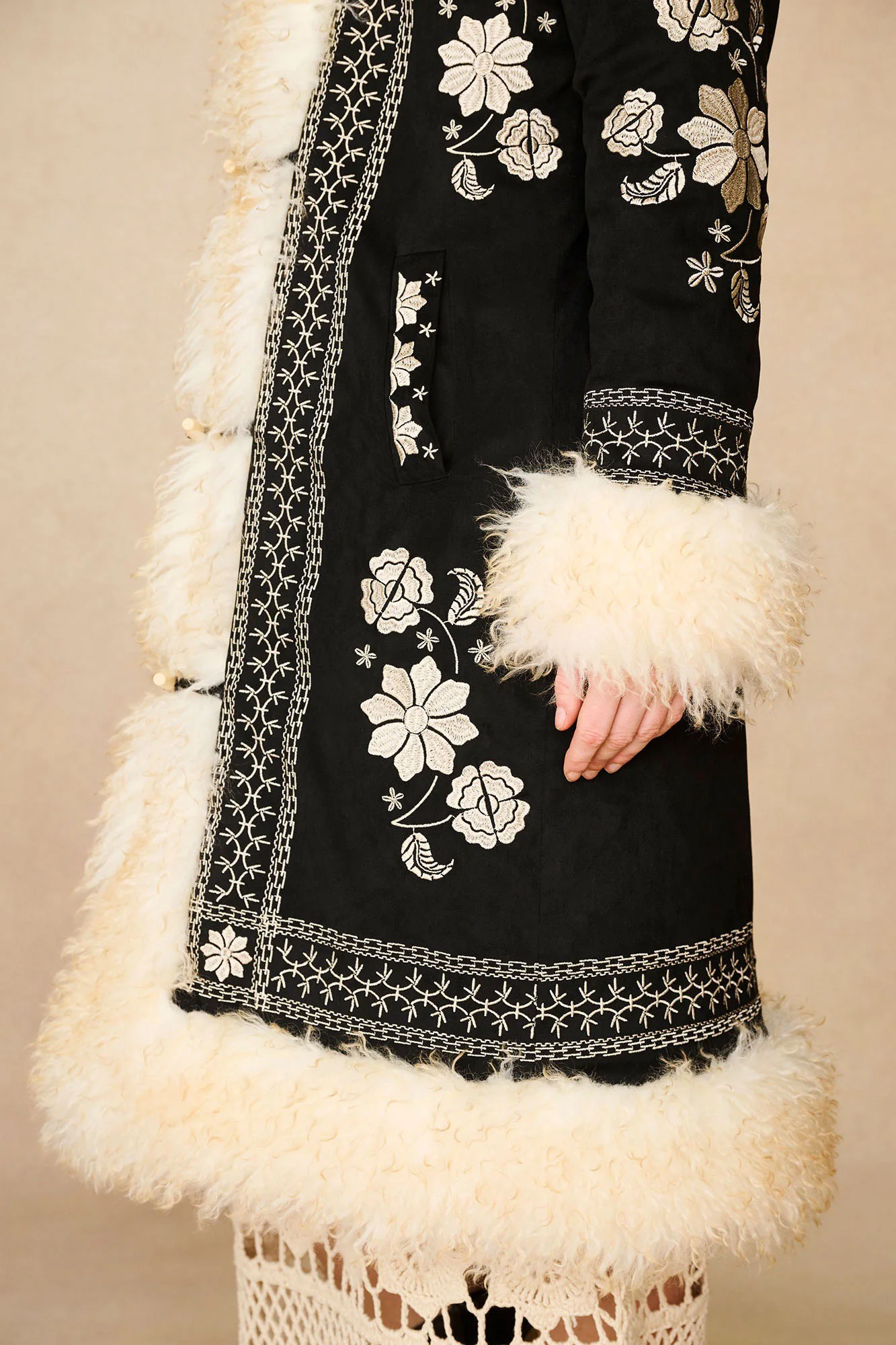 Breaking Hearts Black Embroidered Long Penny Lane Coat - Image 6