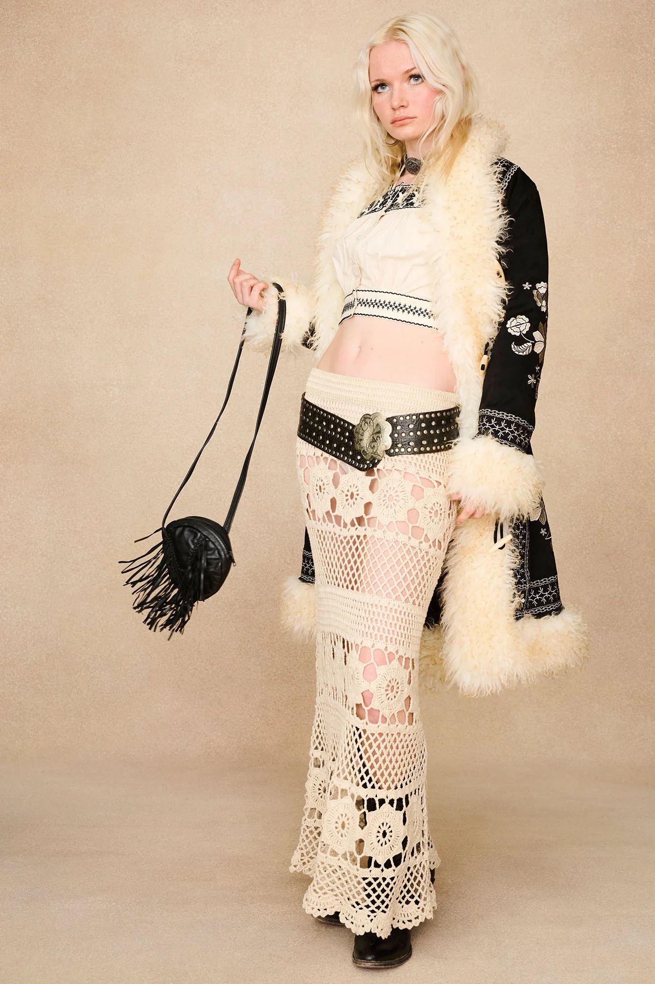 Breaking Hearts Black Embroidered Long Penny Lane Coat - Image 9