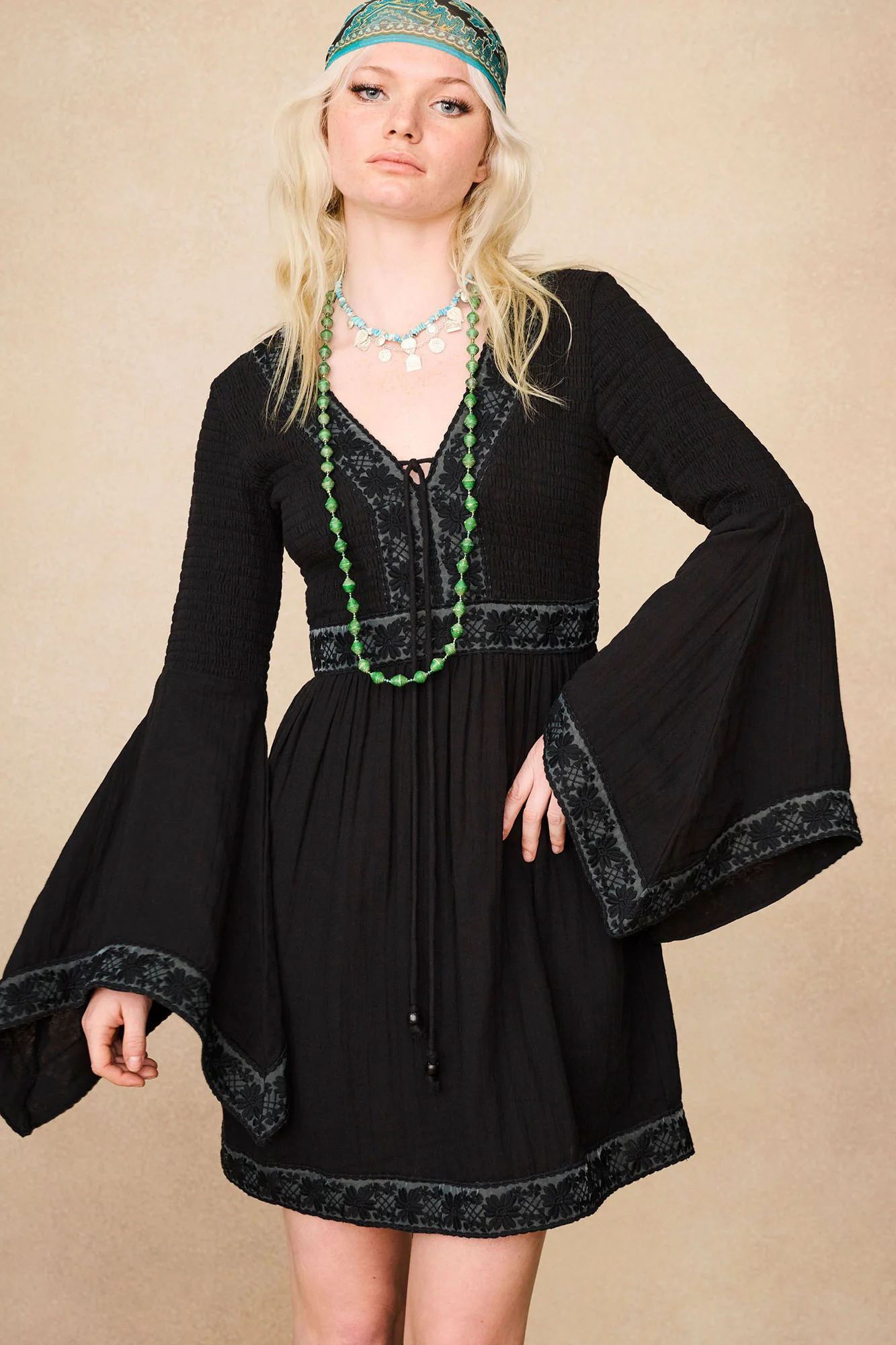 Reverie Black Lace Trim Mini Dress - Image 4