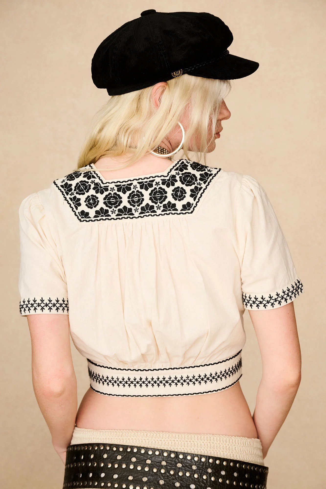 Shadow Bloom Cream Embroidered Crop Top - Image 4
