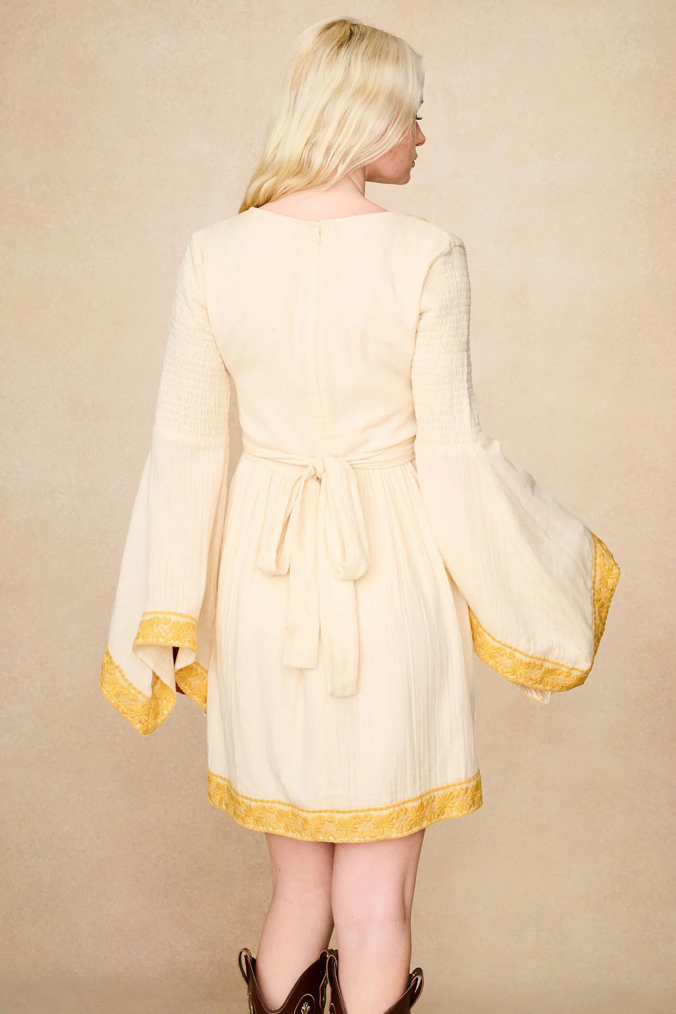 Reverie Cream Lace Trim Mini Dress - Image 6