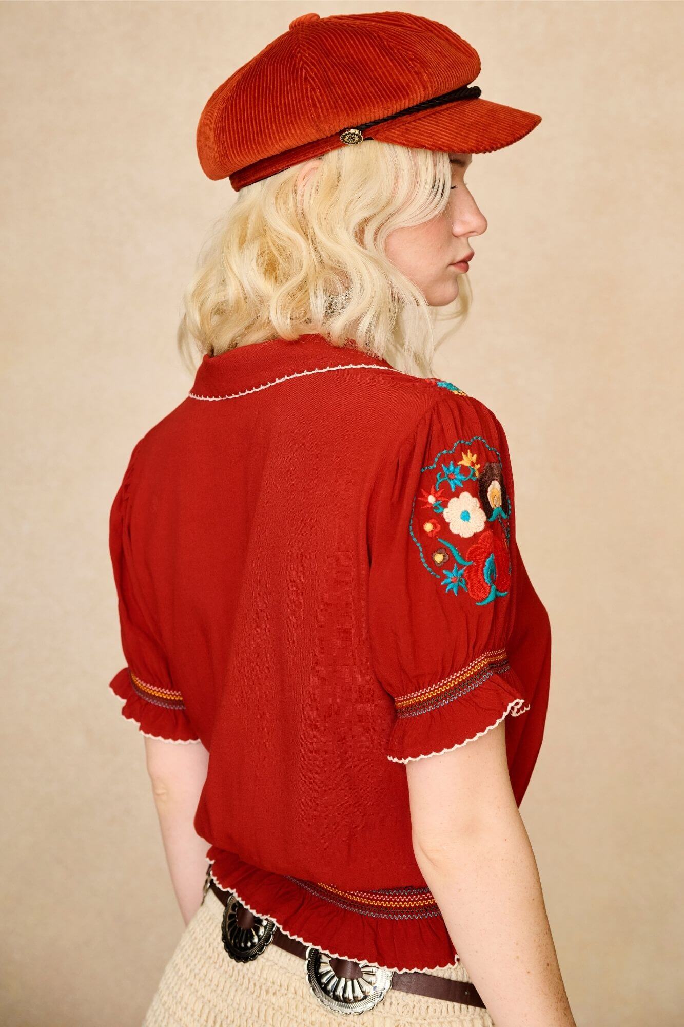 Harlow Orange Corduroy Baker Hat - Image 8