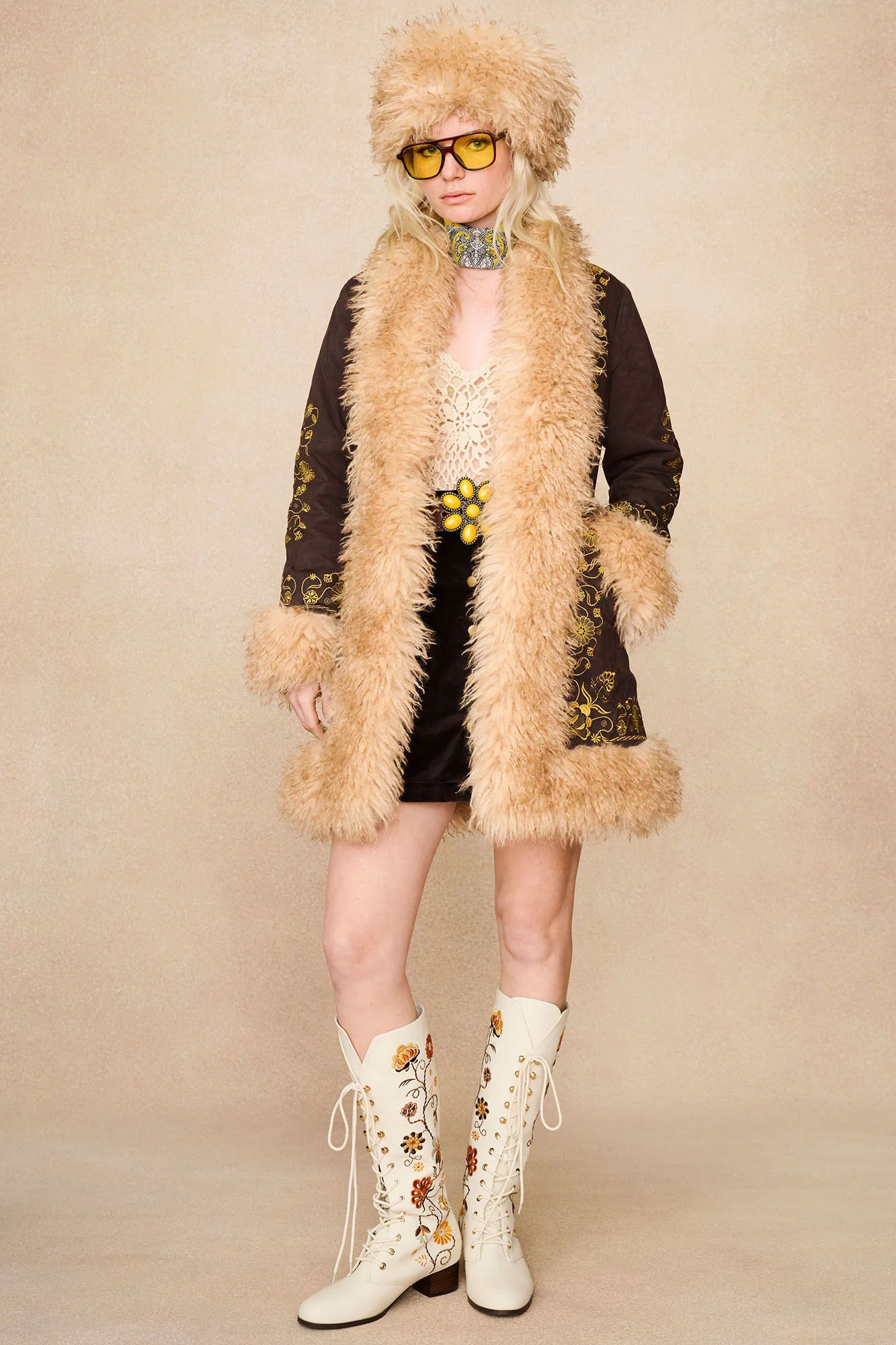 Penny Lane Cream Floral Embroidered Boots - Image 5